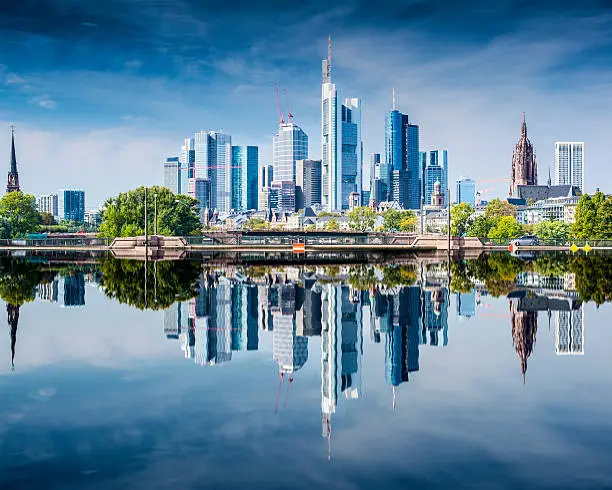 Skyline of Frankfurt, Germany, the financial center of the country.
