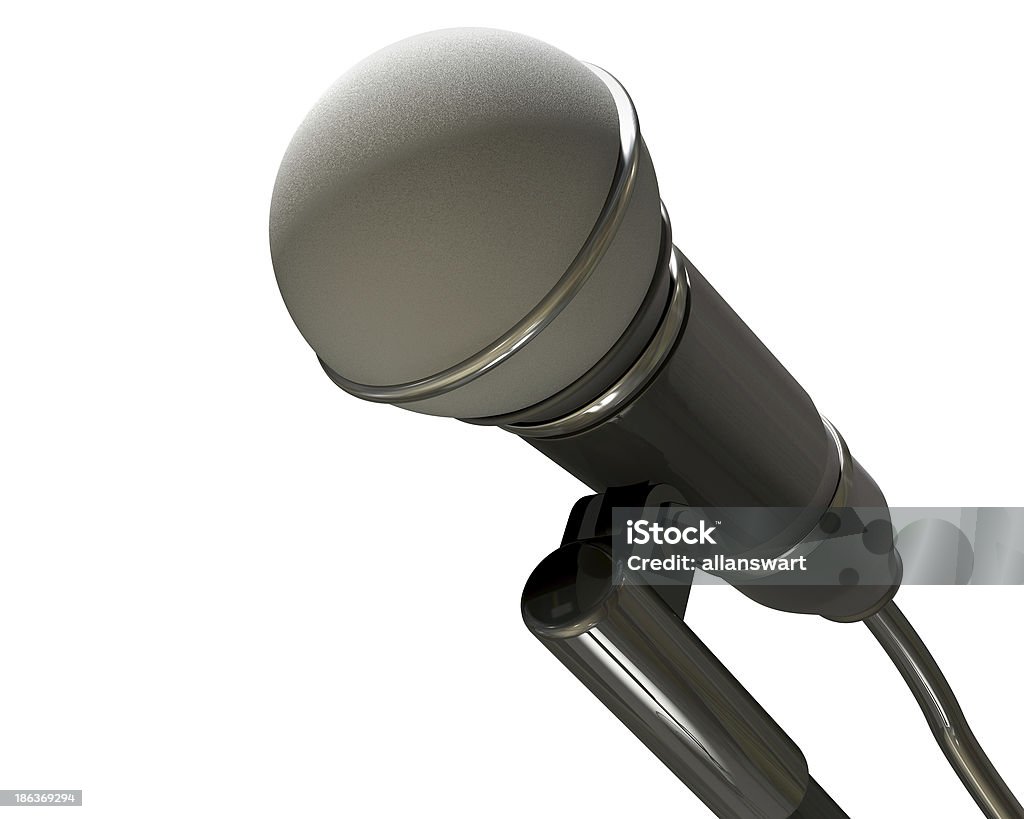 Microphone Isolated A black plastic and foam microphone on an isolated white background Copy Space Stock Photo
