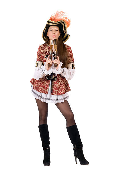 istock Beautiful young woman with guns 186370609