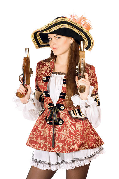 istock charming woman with guns dressed as pirates 186370781