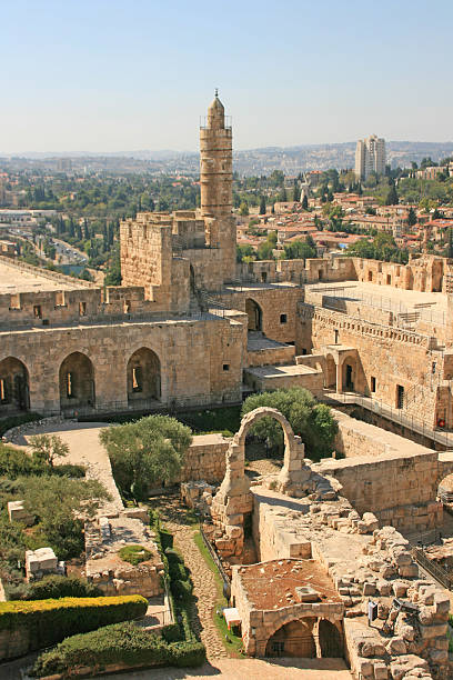 tower of david, иерусалим, израиль. - west old israel wall стоковые фото и изображения