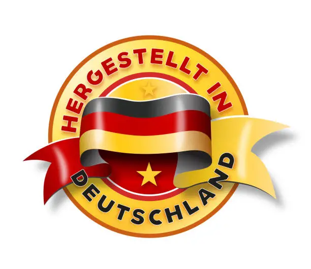 Vector illustration of Circle badge logo Made in Germany with national flag illustration