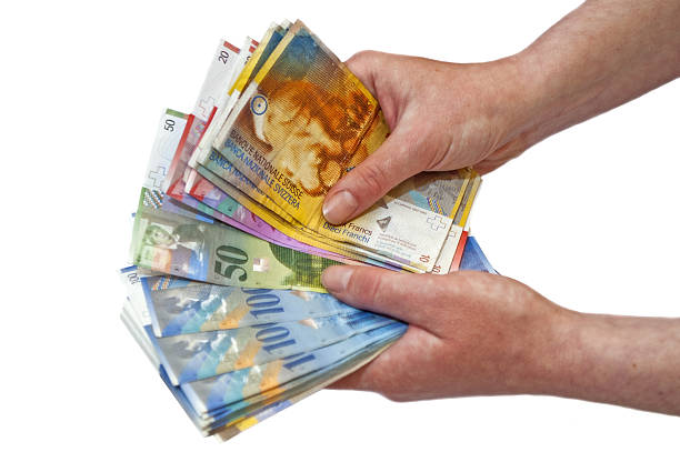 Swiss francs banknotes stock photo