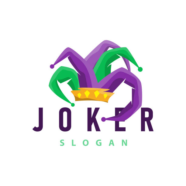 간단한 그림 템플릿 광대 모자 로고 미니멀리스트 조커 광대 디자인 - jester joker clown silhouette stock illustrations