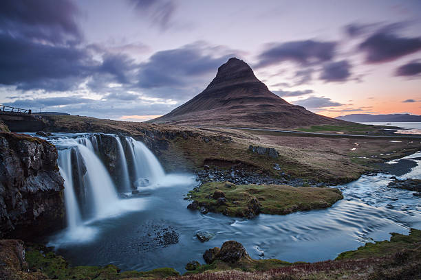 Sunrise at kirkjufell stock photo