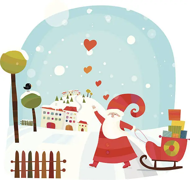 Vector illustration of Santa Clause Is Coming To Town