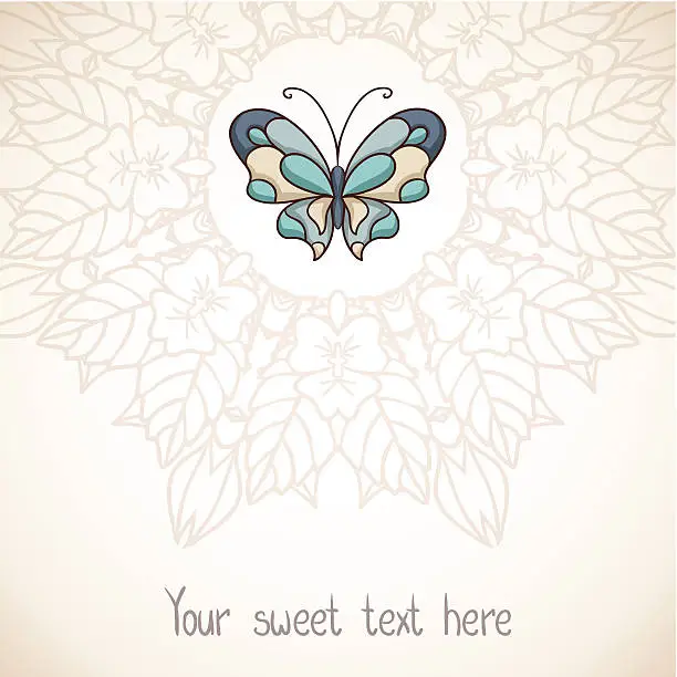 Vector illustration of Elegant floral background with butterfly
