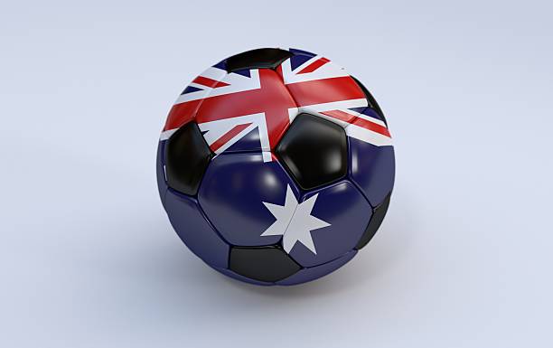 istock Soccer ball with Australia flag 186379656