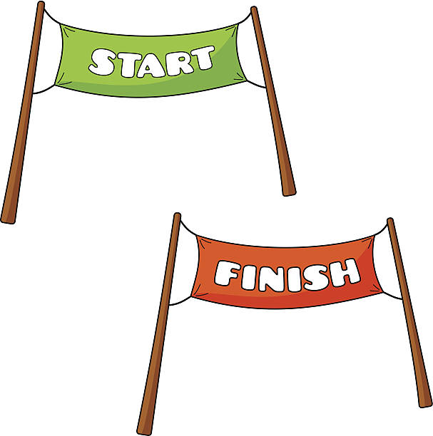 ilustrações de stock, clip art, desenhos animados e ícones de streamers de início e de fim - finish line running aspirations cartoon