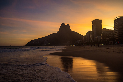Sunset in Ipanema in Rio de Janeiro