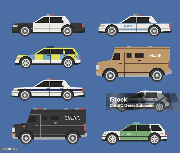 Ilustración de Coche De Policía y más Vectores Libres de Derechos de Camión de peso pesado - Camión de peso pesado, Coche, Coche de coleccionista