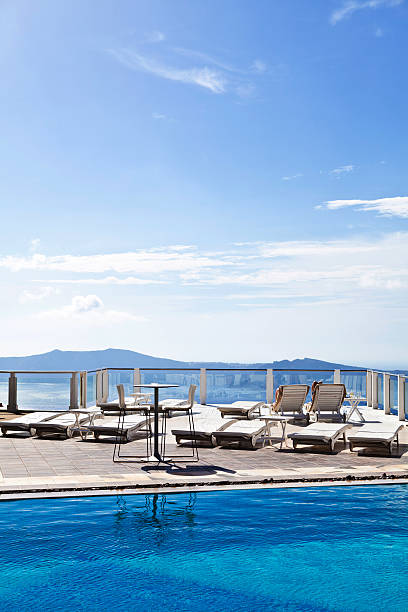 istock Swimming Pool In Santorini 186382368