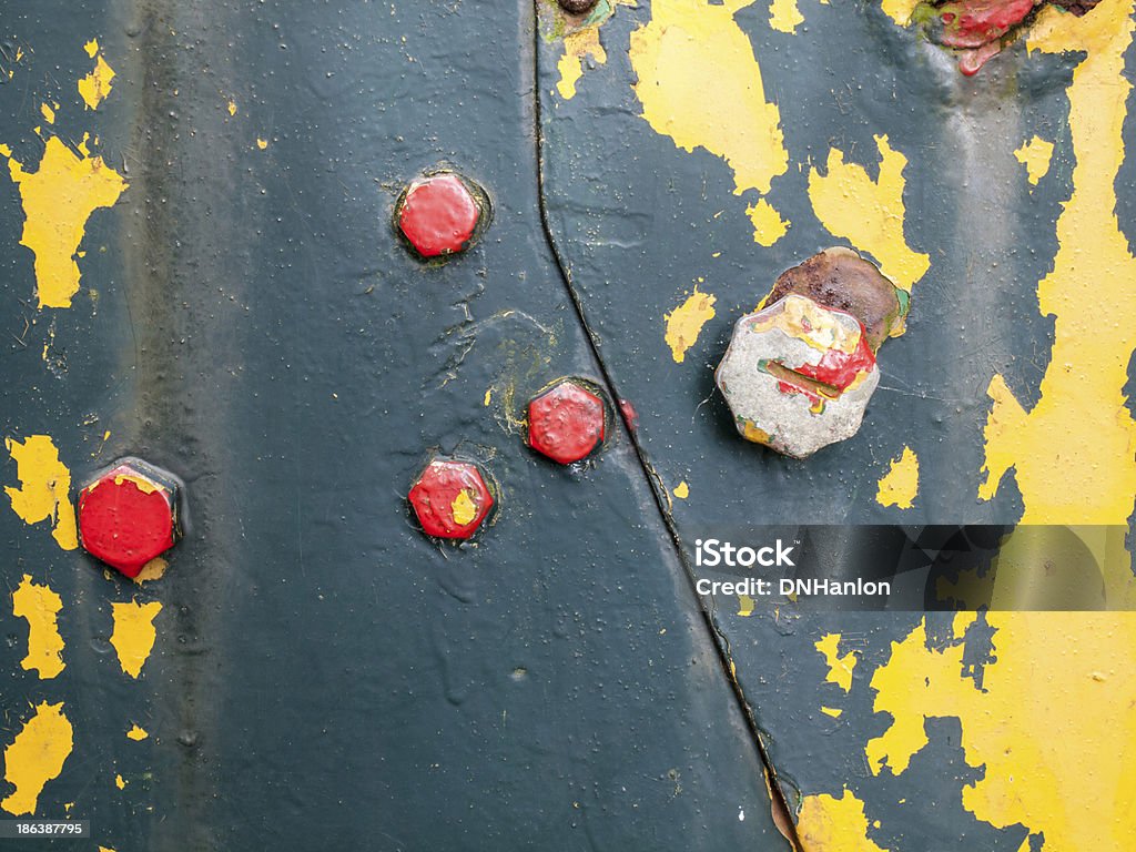 Farbe auf abblätternder Rost Bügeleisen mit Blitzen - Lizenzfrei Alt Stock-Foto