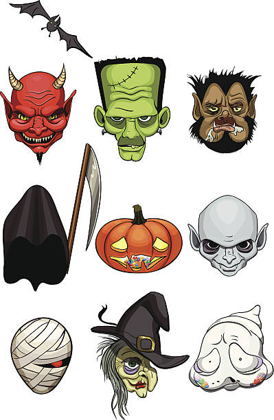 хэллоуин монстр головки - bat halloween human eye horror stock illustrations