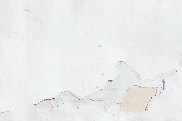 White plaster wall with deep scratches and chips. Various variations of abrasions.