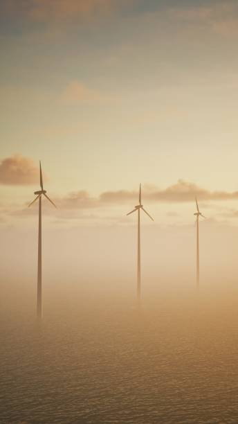istock Wind Turbine On Ocean At Morning 1863928948