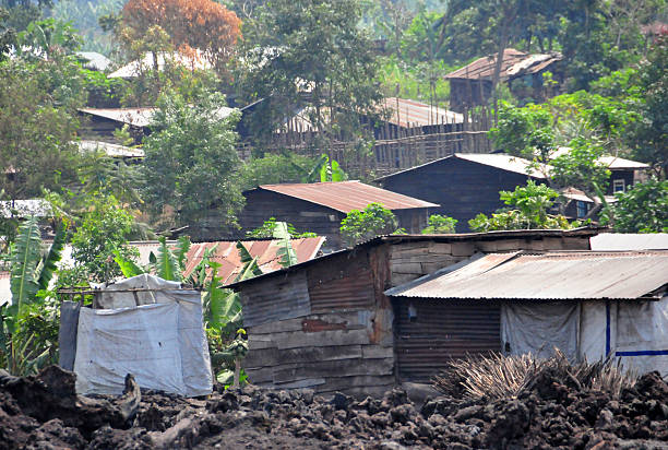 istock Goma, Congo: shanty town built over a lava field 186394648