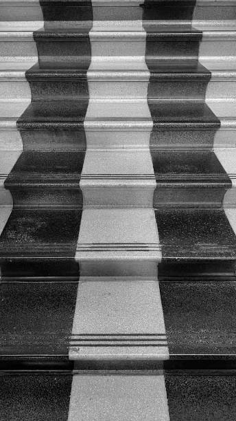 Monochromatic Ascent: Staircase Elegance in Portrait