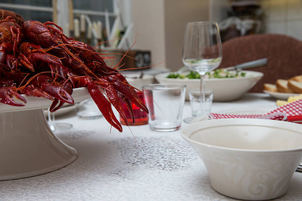 istock Tray of crayfish on a table 186396611