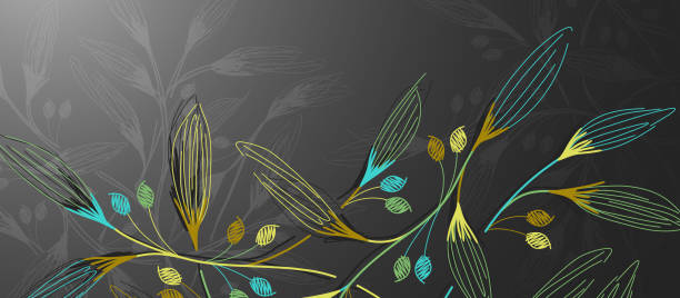 illustrations, cliparts, dessins animés et icônes de fond floral - abstract leaf curve posing