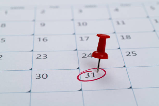 istock Red mark on the calendar at number 31 1863979765