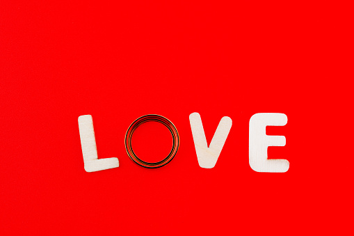 Wedding rings with word love