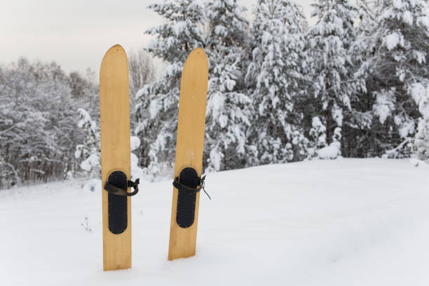 istock Hunting skis stand on the snow. 1863991249