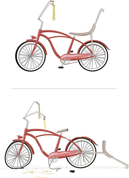illustrations, cliparts, dessins animés et icônes de vélo rouge nouveau et ancien - vélo 1960