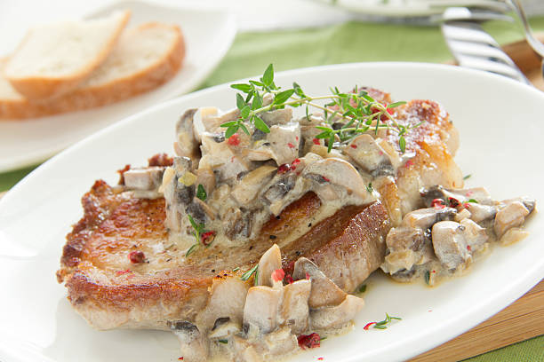 istock Pork steak with mushroom sauce and cream. 186401206