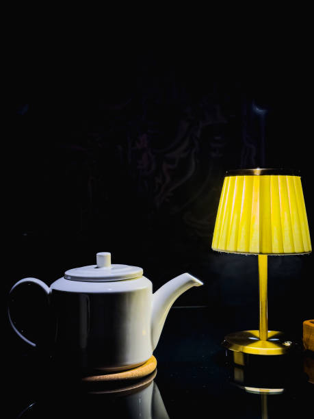 istock Restaurant, white teapot, white tea cup with tea, tea ceremony. 1864023784