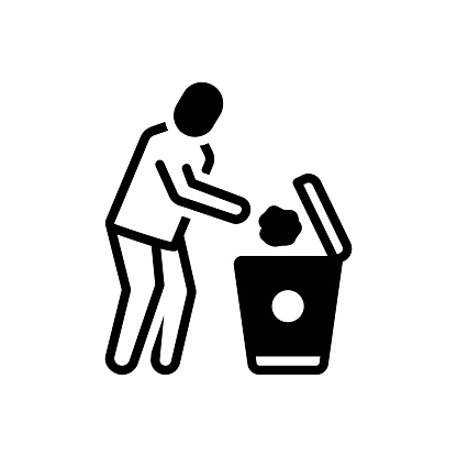 Icon for dispose, throw, paper, garbage, waste, rubbish, dustbin, trash bin, throw away, tidyman, recycle, bin