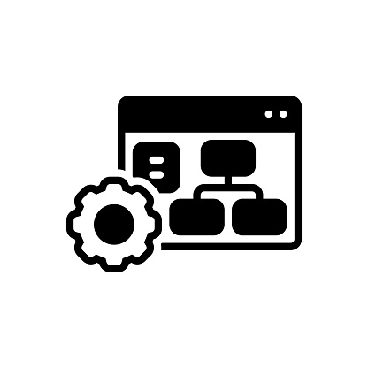 Icon for frame work, frame, work, data, structure, cogwheel, setting, service, storage, file, hierarchical, sitemap