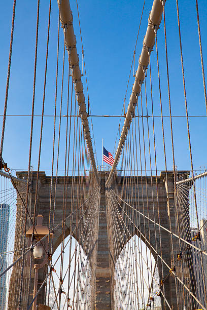 ponte de brooklyn em nova york city - connection usa brooklyn bridge business imagens e fotografias de stock