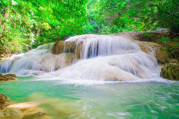 istock Beautiful Deep forest waterfall at Erawan National Park 186404358