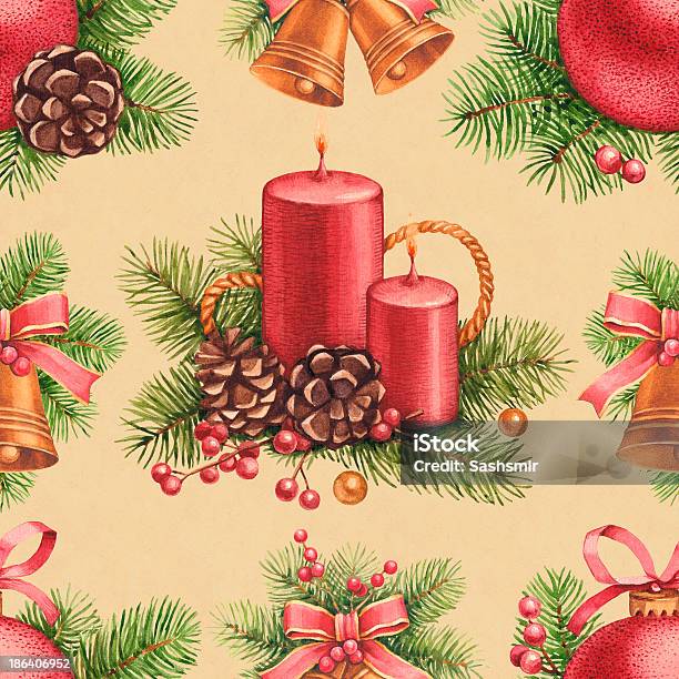 Vintage Christmas Pattern Stock Illustration - Download Image Now - Art, Art And Craft, Art Product