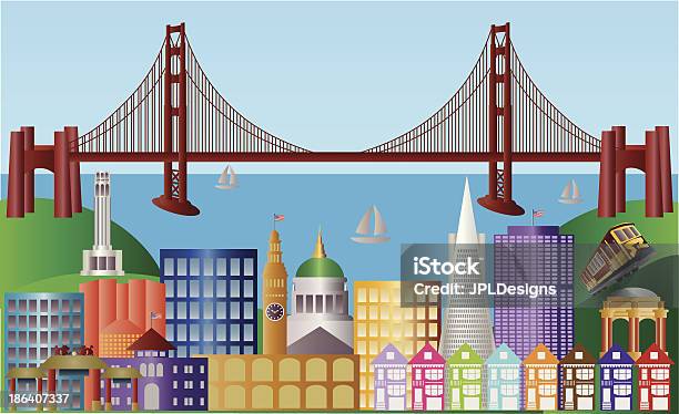 San Francisco Stadt Skyline Panorama Vektorillustration Stock Vektor Art und mehr Bilder von Reihenhaus