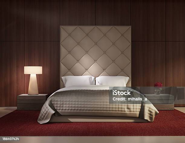 Minimal Contemporary Bedroom Luxury Interior Stock Photo - Download Image Now - Bed - Furniture, Leather, Apartment