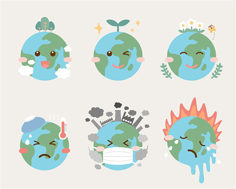 Earth day cartoon illustration vector set