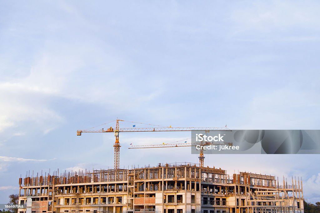 crane on construction site at Thailand Architecture Stock Photo