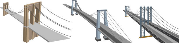Manhattan Bridges Manhattan Bridge, Brooklyn Bridge, Williamsburg Bridge williamsburg bridge stock illustrations