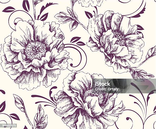 Peonies Pattern Illustration Stock Illustration - Download Image Now - Peony, Backgrounds, Flower