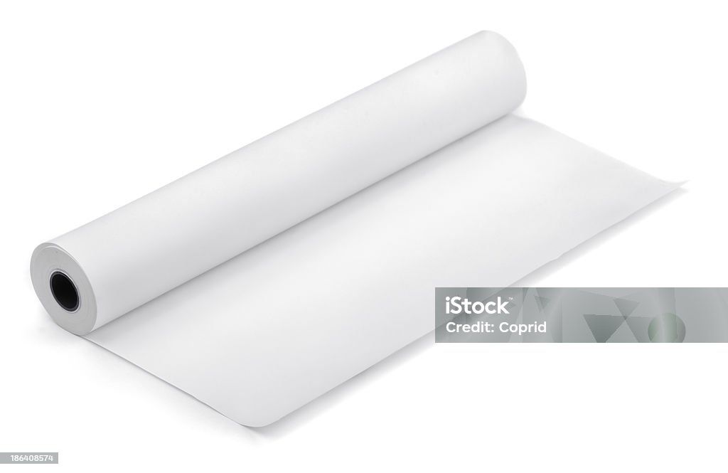 Large Roll Of Blank White Paper On A White Background Stock Photo