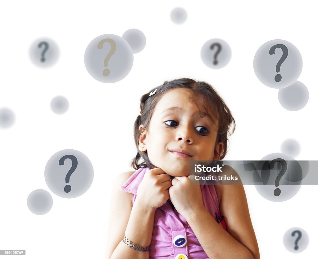 Niña asustada de preguntas - Foto de stock de Niñas libre de derechos