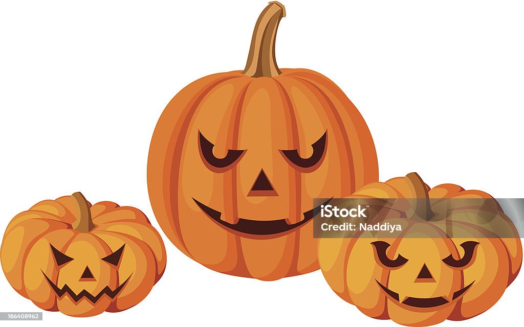 (drei Halloween Kürbis Jack-O-Lanterns).  Vektor-illustration. - Lizenzfrei ClipArt Vektorgrafik