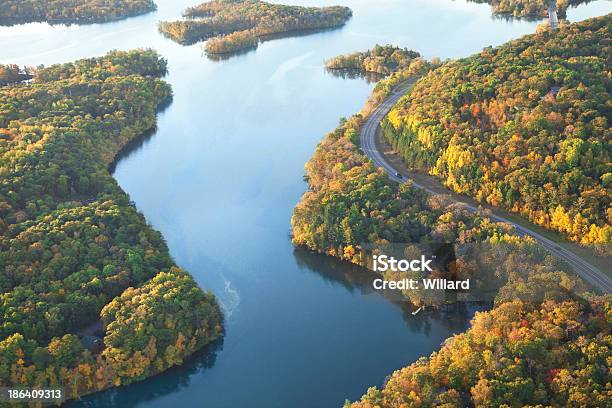 Curving Road Along Mississippi River During Autumn Stock Photo - Download Image Now - Mississippi River, Minnesota, River