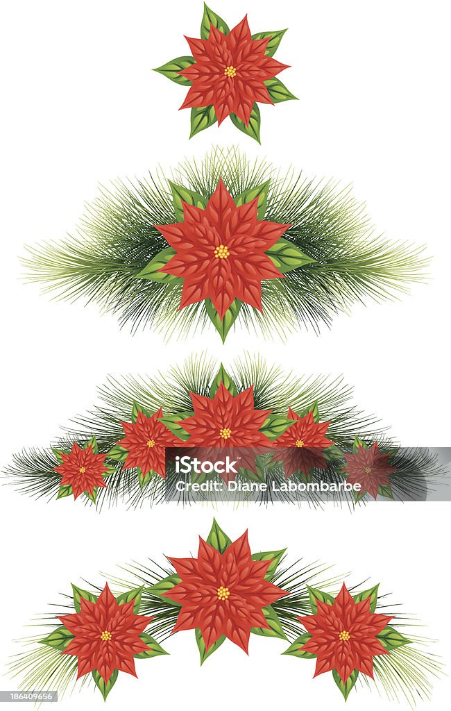 Poinsettia ornamentos - Vetor de Bico-de-Papagaio royalty-free