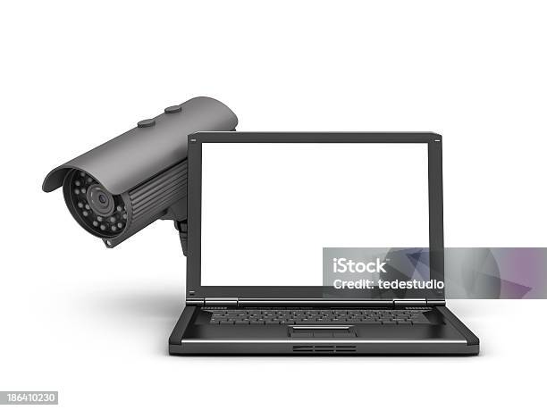 Control De Cámara De Video Y Computadora Portátil Sobre Fondo Blanco Foto de stock y más banco de imágenes de Caja fuerte - Objeto de seguridad