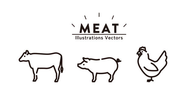 Simple and stylish livestock icons A simple and stylish livestock icon. meat cartoon stock illustrations