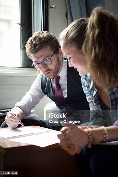 Business Blonde Hipster Couple Working Stock Photo - Download Image Now - Adult, Blond Hair, Business