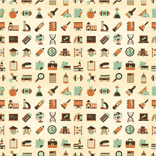 Vector illustration of Seamless Retro education back to school pattern